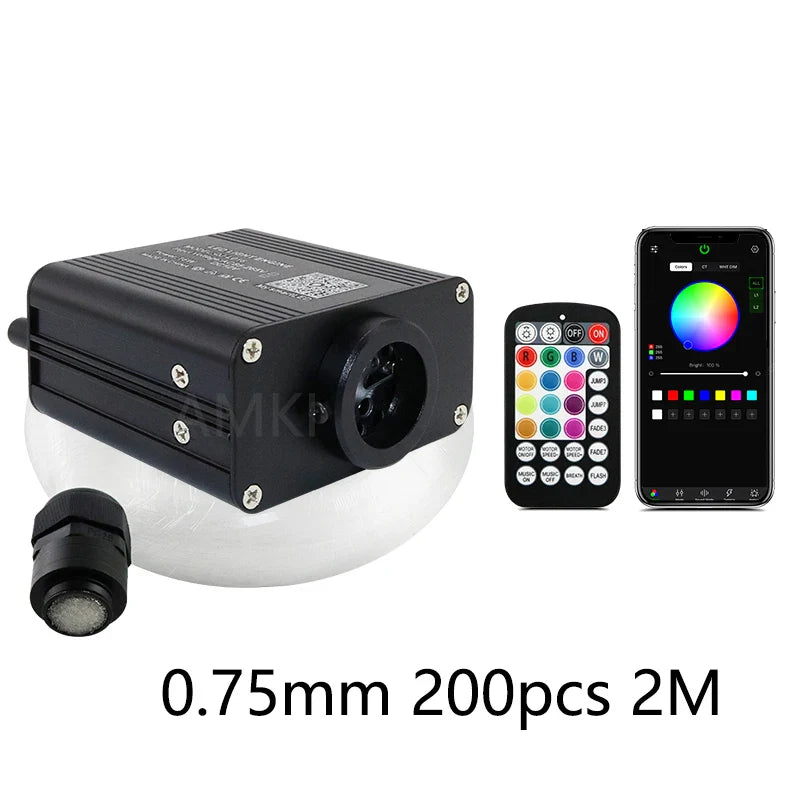 16W Twinkle Starry Sky Car Star Ceiling Light RGBW Fiber Optic Light Smart APP Bluetooth Car Roof Star Interior Atmosphere Light