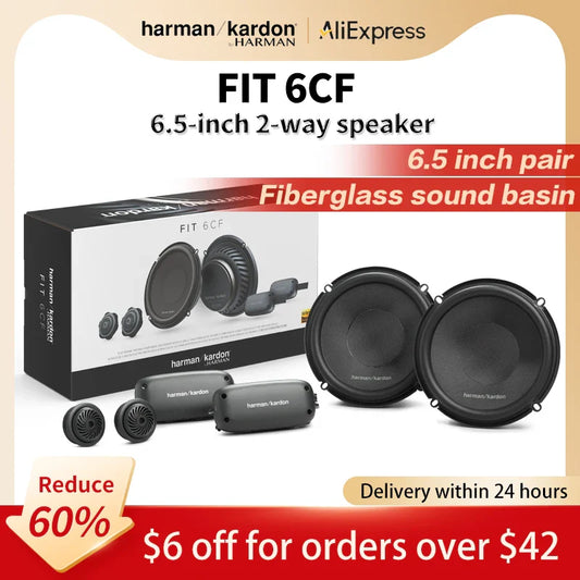 Harman Kardon Car Audio Speaker 6.5-inch Two-Director Door Speaker Fiberglass Speaker Treble Mid-Subwoofer Stereo Speaker
