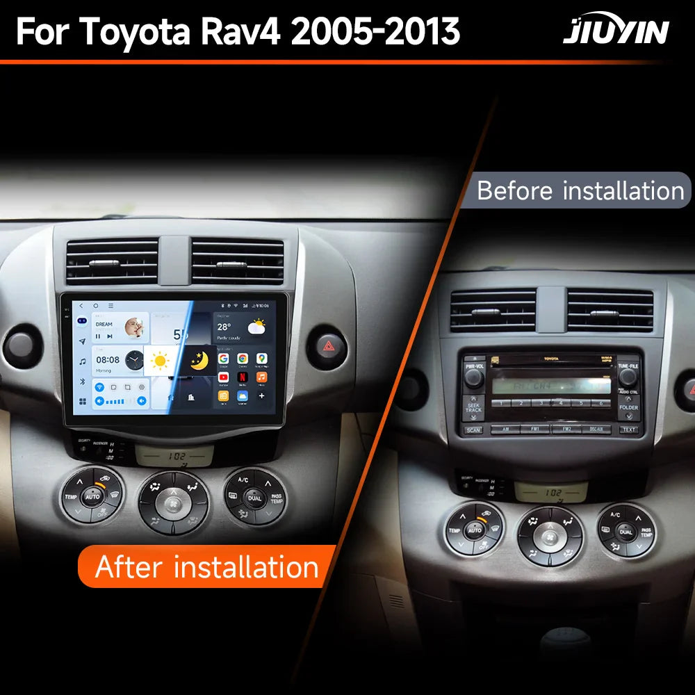 JIUYIN Car Radio For Toyota RAV4 Rav 4 2005-2013 Android 14 Multimedia Player 2Din Carplay DSP Navigation GPS 4G WIFI stereo