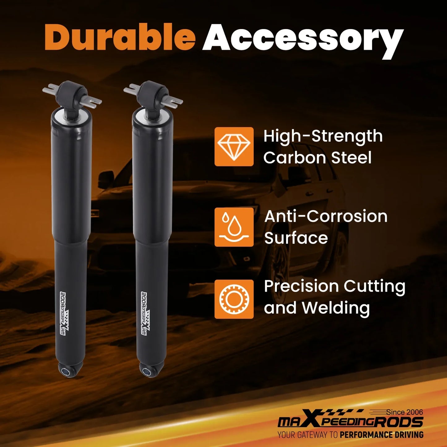 6" Rear Drop Shock Absorbers For Chevrolet GMC C1500 1988-1998 2WD Twin-tube