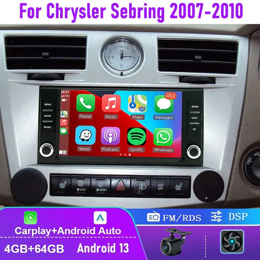 7" 4+64GB For Chrysler Sebring 2007-2010 Car Stereo Radio Apple CarPlay Android 13 Head Unit GPS Reversing Image