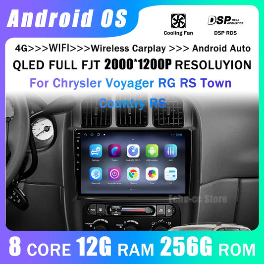 Car Radio Multimedia Player Android 14 System for Dodge Caravan 4 For Chrysler Grand Voyager RS 2000 - 2012 GPS Navi WiFi BT