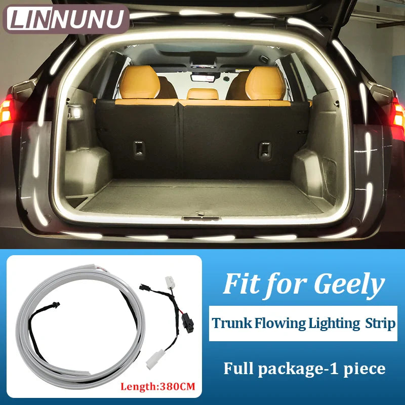 LINNUNU Rear Trunk LED Flowing Light Bar Strips Trunk Interior Decor Lamp Strip For Geely Monjaro Starray Atlas Preface Okavango