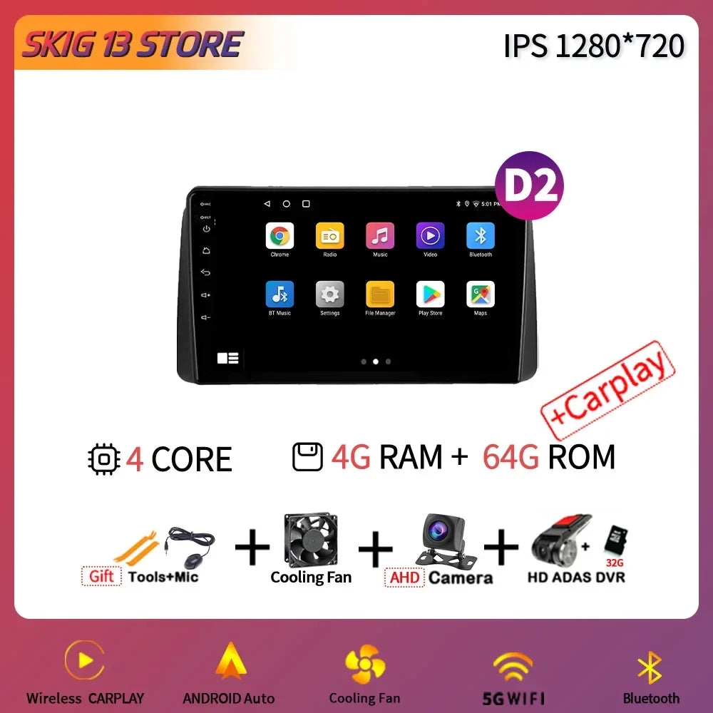 Wireless Carplay WIFI 2DIN Car Radio Android 14 for Chrysler Grand Voyager 5 2011-2015 Multimedia Video Player Navigation GPS