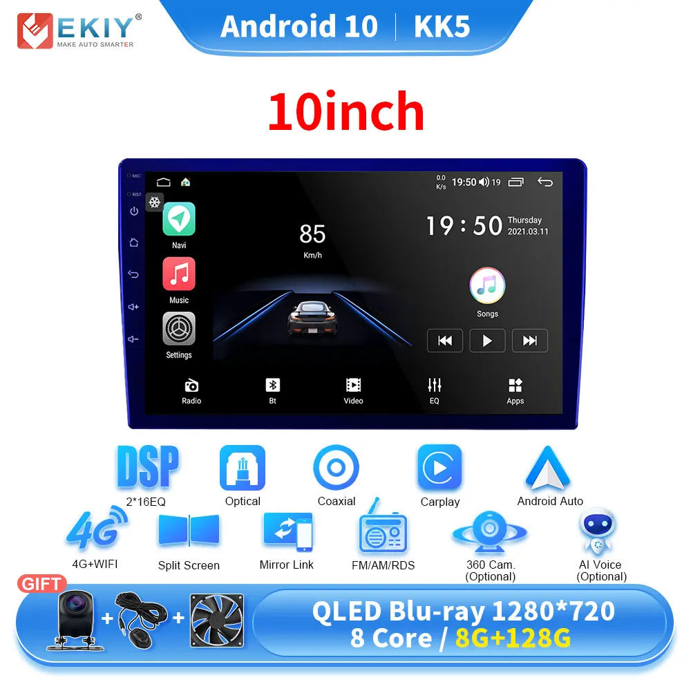 EKIY KK5 2 Din Android 7 9 10 in Car Multimedia Video Player Universal Stereo Radio GPS For Volkswagen Nissan Hyundai Kia Toyota