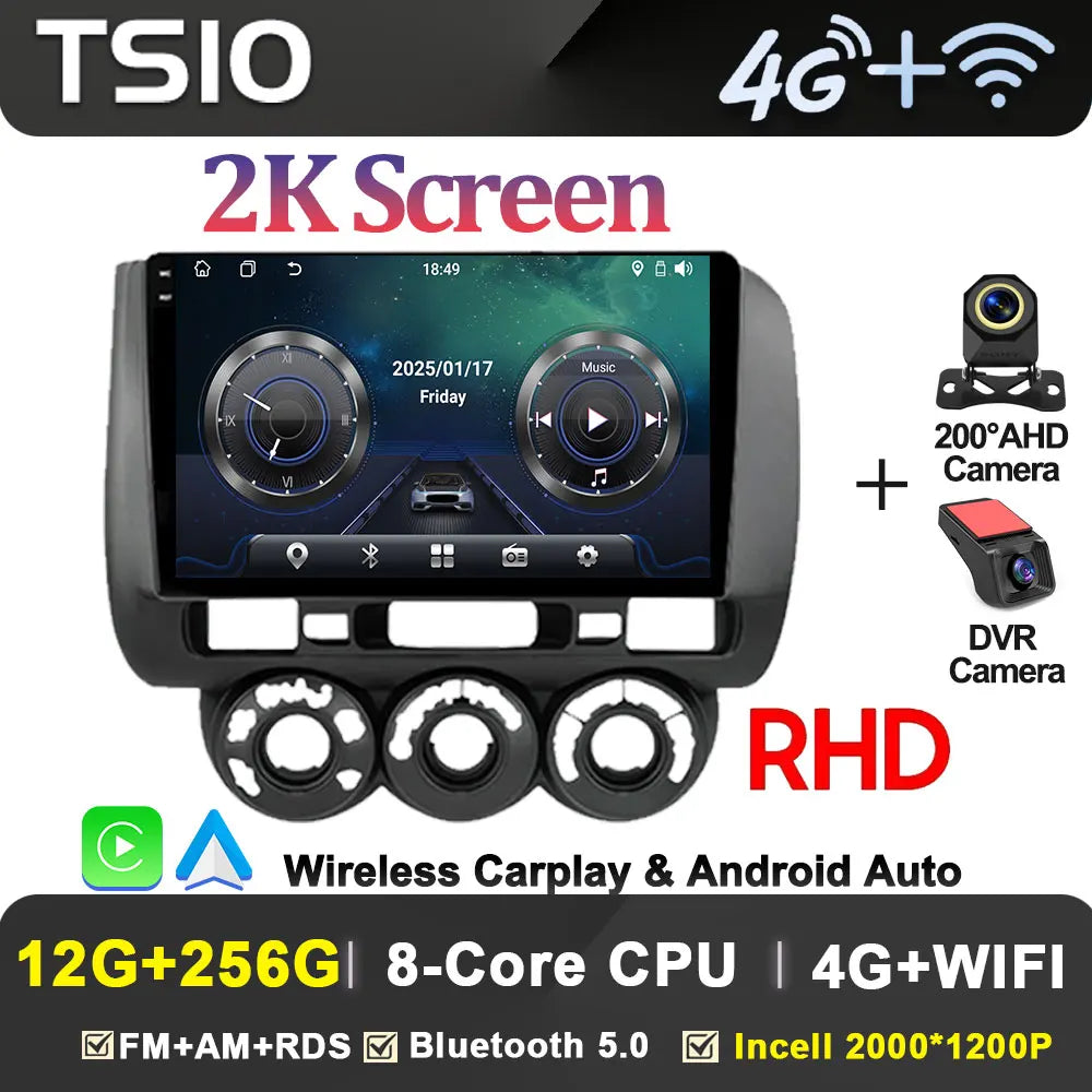Android 14 Car Radio Multimedia Player For HONDA FIT JAZZ 2002 2003 - 2007 LHD RHD Carplay Autoradio GPS Navi 5G Wifi Bluetooth