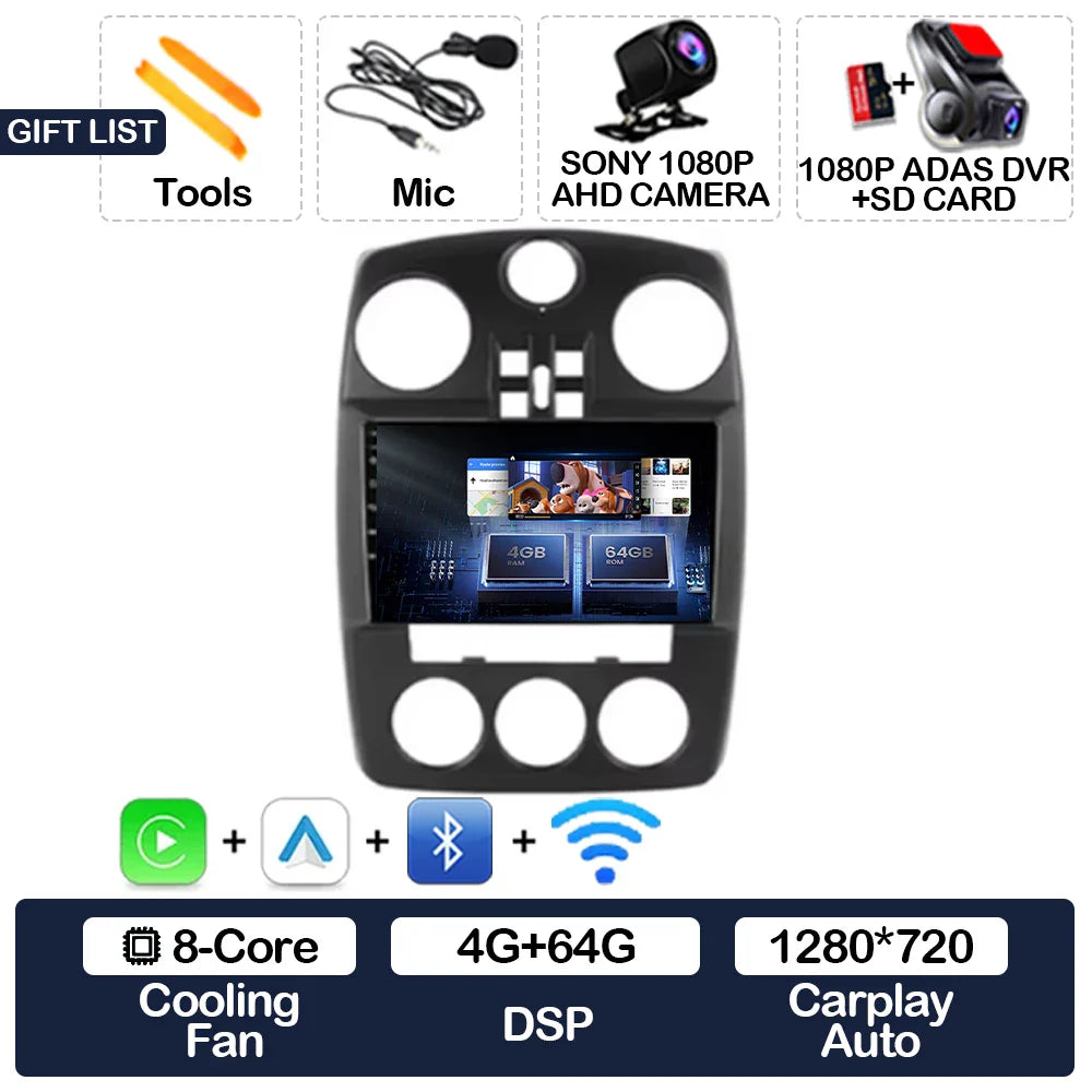 Android 15 Car Radio For Chrysler PT Cruiser 2000 - 2010 GPS NAVI BT 4G LTE 5G WIFI Multimedia Stereo Video Player Qualcomm 2DIN