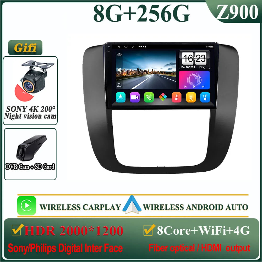 Android 14 Car For GMC Yukon Chevrolet Tahoe Suburban 2008-2012 GPS Navigation Multimedia Player Stereo Head Unit QLED Screen