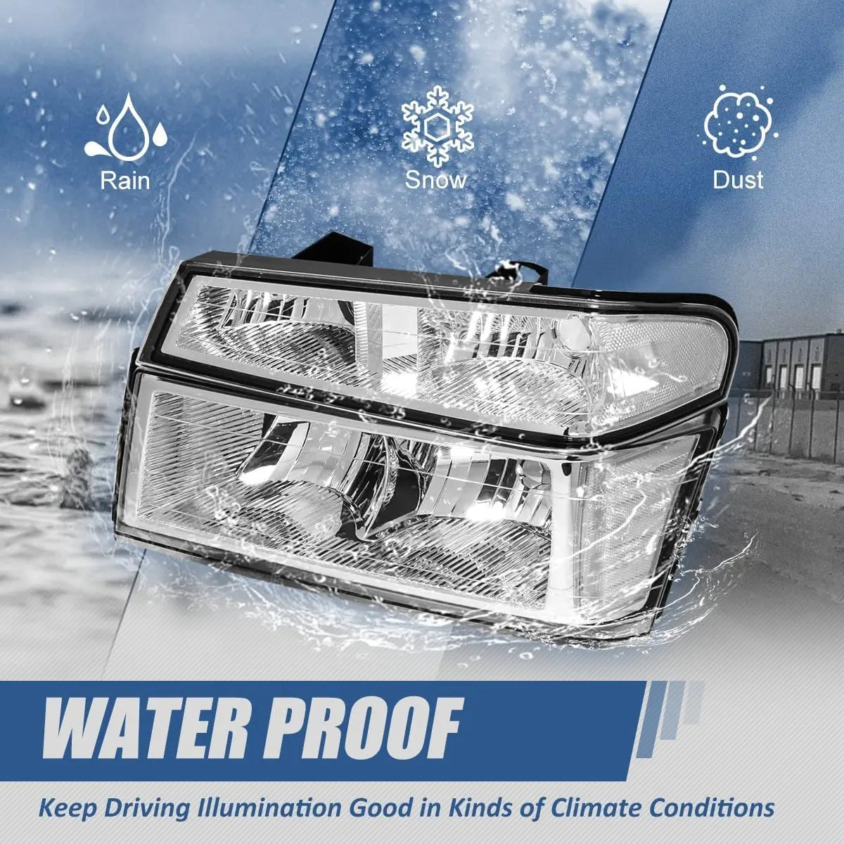 Headlights Assembly Compatible with 2004-2012 Chevy Colorado GMC Canyon, 2006 Isuzu i-290 i-370 2007-2008 i-280 i-350, 4Pcs Halo