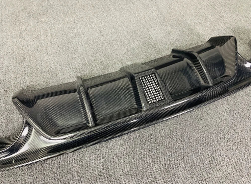 for Infiniti Q50 Q50S 2014-2017 Carbon Fiber Rear Bumper Diffuser Lip Spoiler Rear Diffuser with Brake Light