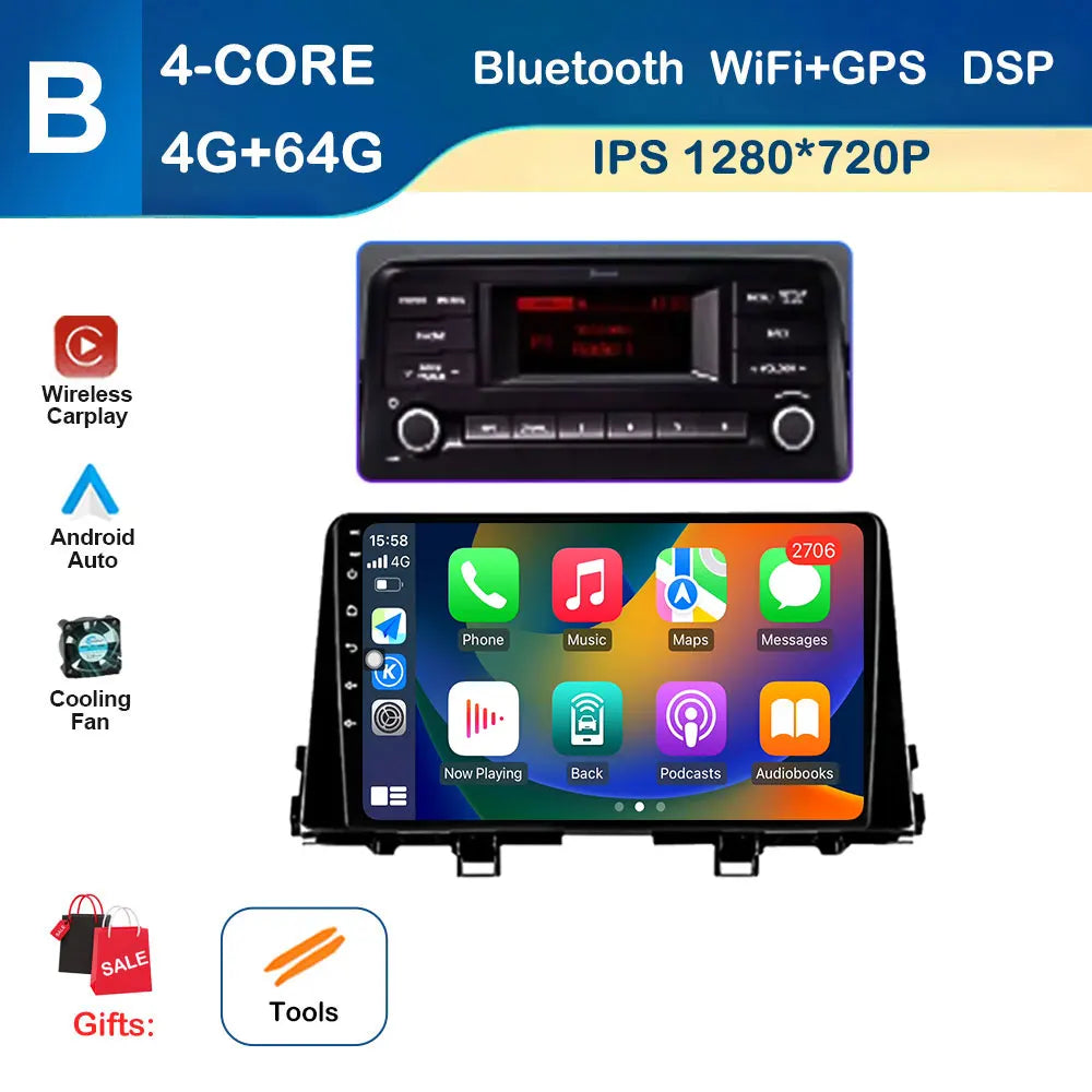 9 inch GPS Navigation for KIA Morning 3 picanto 2017 - 2020 Android Auto Car Radio Video Multimedia Player DSP Stereo Bluetooth