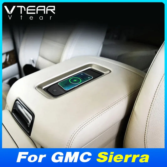 Car Wireless Charger 15w Fast Mobile Phone Charging Panel Adapter For GMC Sierra 2019-2021 Interior Product Accessories