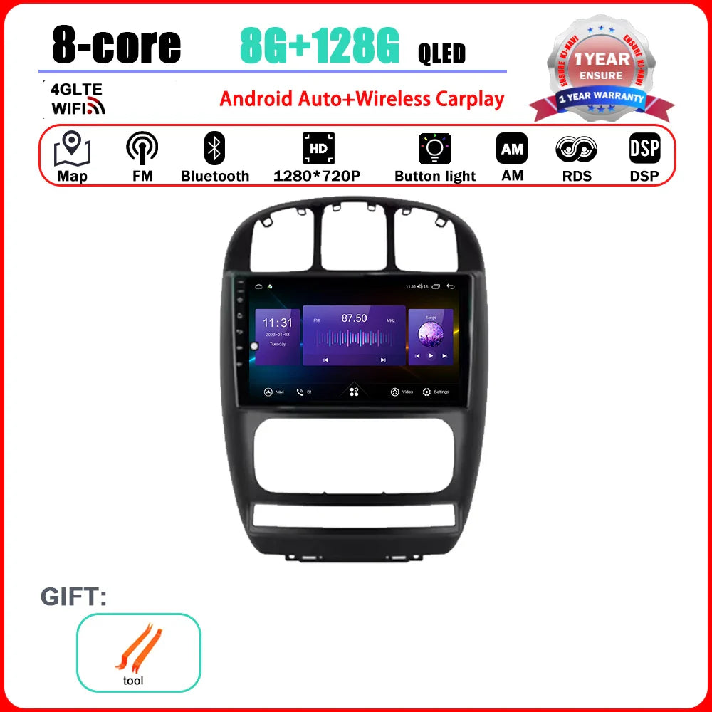 Car Radio Multimedia Player Android 14 System for Dodge Caravan 4 For Chrysler Grand Voyager RS 2000 - 2012 GPS Navi WiFi BT