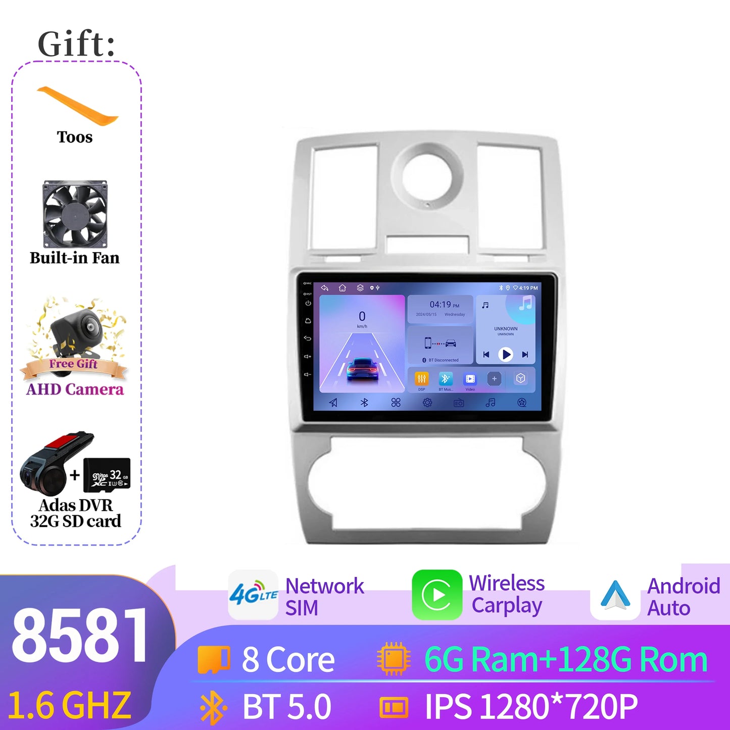 NAVISTART For Chrysler 300C 2004-2011 Car Radio Autoradio Multimedia Navigation Android 14 Carplay 8+128G 2K QLED Screen