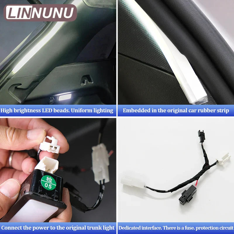 LINNUNU Rear Trunk LED Flowing Light Bar Strips Trunk Interior Decor Lamp Strip For Geely Monjaro Starray Atlas Preface Okavango