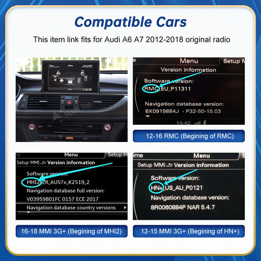 Road Top Wireless Android Auto For Audi Car A6 A7 RMC 3G MMI MHI2 2012-2018 Carplay Interface Mirror Link Air Play
