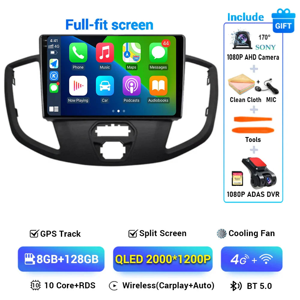 Android 15 Wireless Carplay&Auto WIFI+4G For Ford Transit 2015 2016 2017 2018 Car Radio Multimedia Video Player GPS Stereo 2din