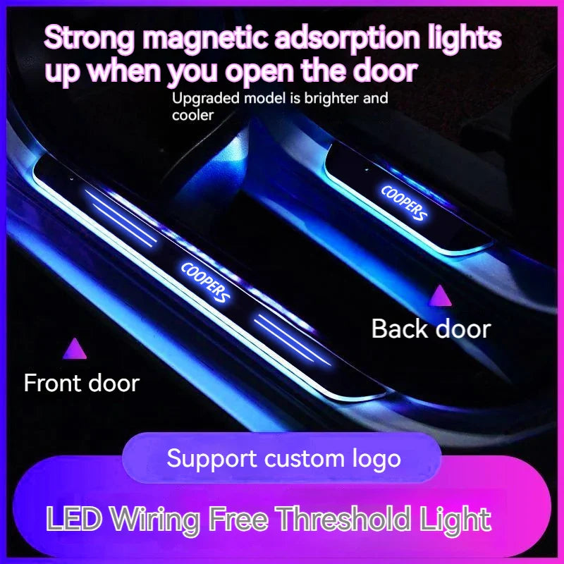 For Mini Cooper S R50 R51 R52 R56 R57 R58 R59 R61 R62 R53 R54 R55 F54 F55 F56 R60 Car Wireless LED Welcome Pedal Threshold Light
