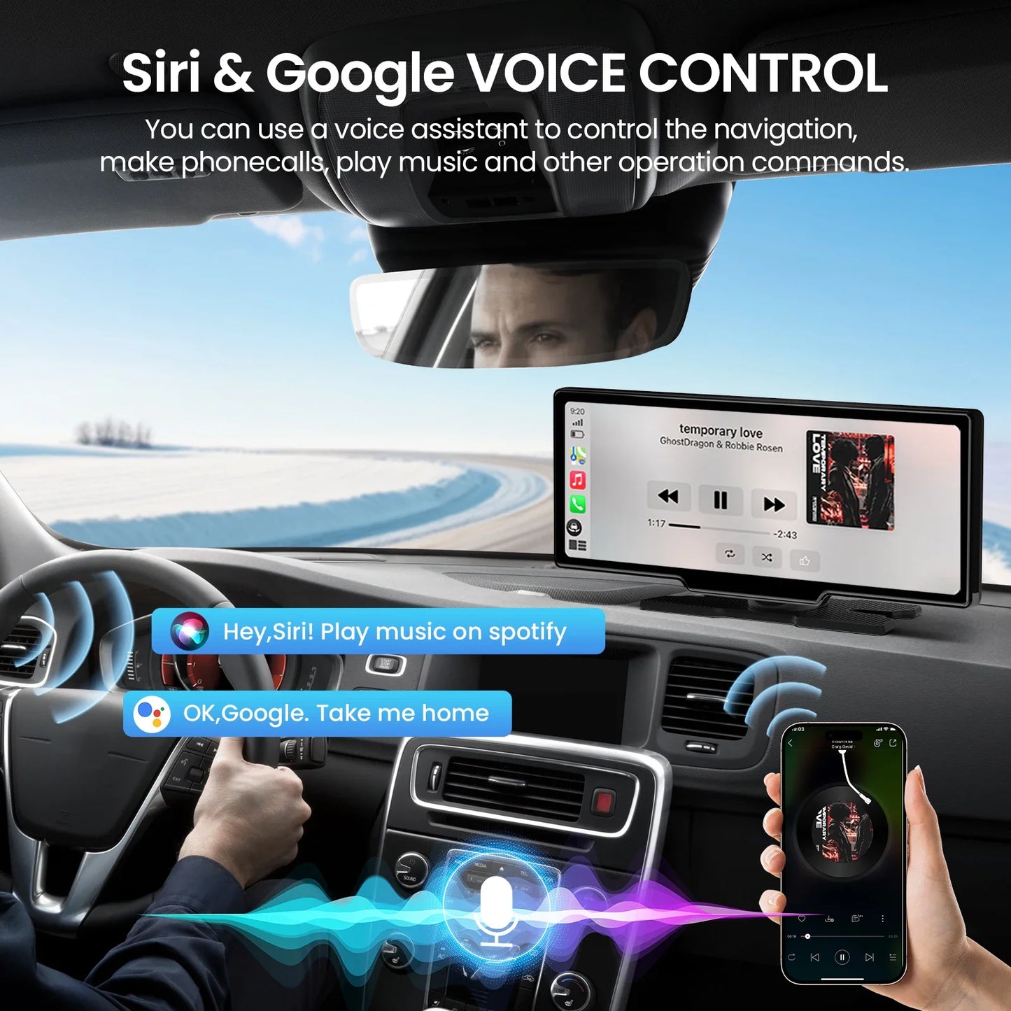 Movyxor 10.26 Wireless Carplay Android Auto Screen Auto BT Mirror Cast HD GPS Navigation Plug Play All Cars 2025 Model