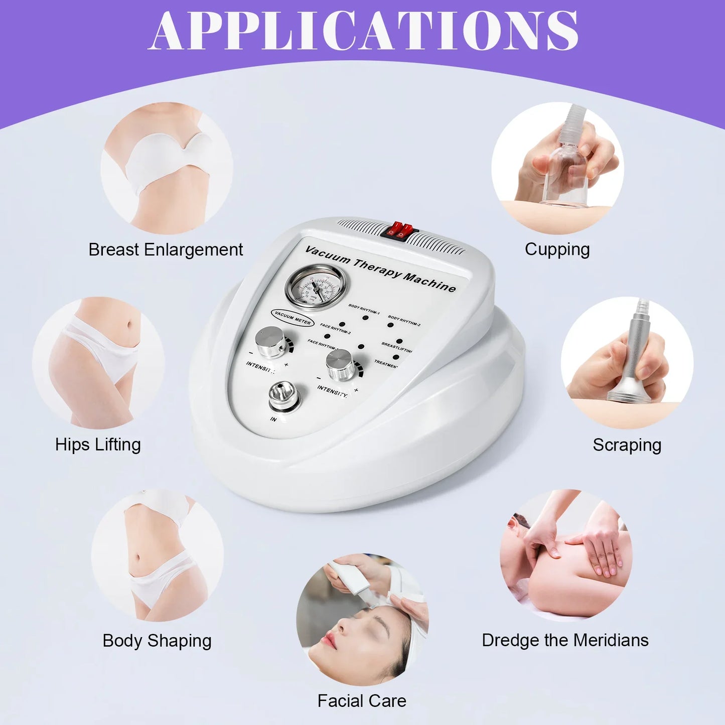 Vacuum Therapy Machine Professional Acupoint Cupping Body Shaping Device Body Shape Massage Machine with 3Pcs Massage Heads