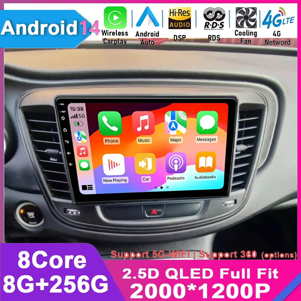 For Chrysler 200 200C 2015 - 2019 Android 14 Radio Video Player Car Autoradio Multimedia Screen Stereo Carplay Navigation