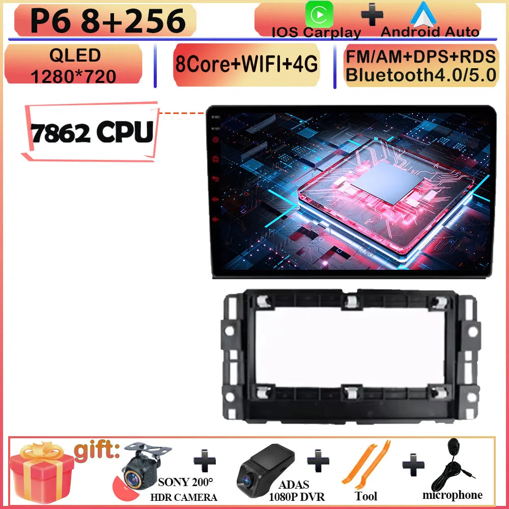 CARPLAY Android Screen For Chevrolet Avalanche Impala Tahoe Traverse 2007-2016 Car Automotive Multimedia Navigation DVD 7862 CPU