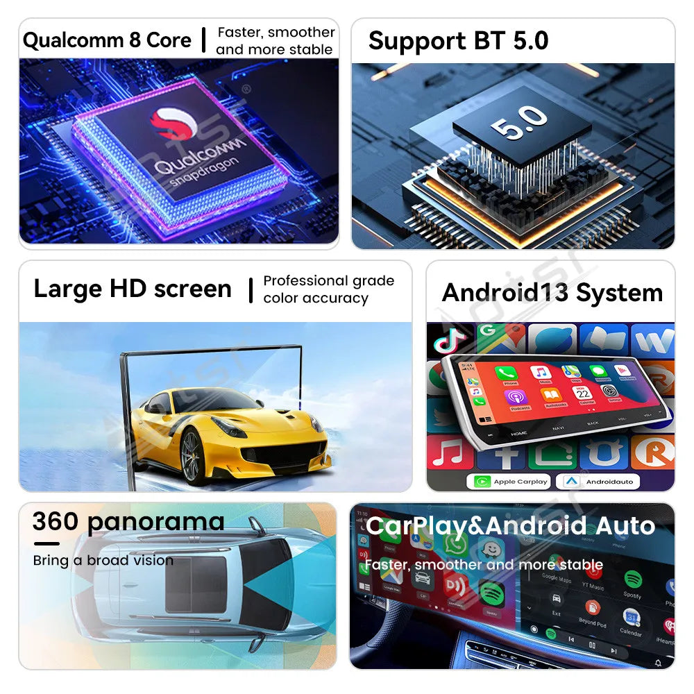 13.8 Inch Android 13 For Dodge RAM 1500 2008 - 2012 Tesla-style Car GPS Navi Multimedia Carplay Player Radio BT Stereo Head Unit