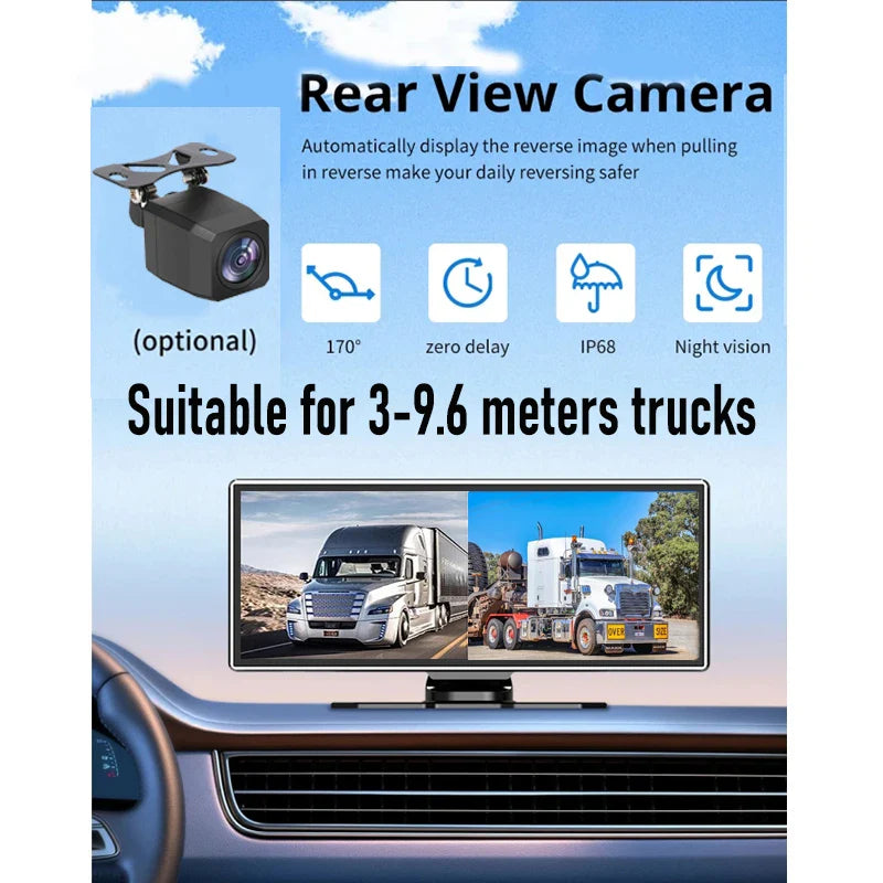 Truck 12-24V 11.26" Reversing Image Universal Dash Recorder Wireless Carplay BT Multimedia Player