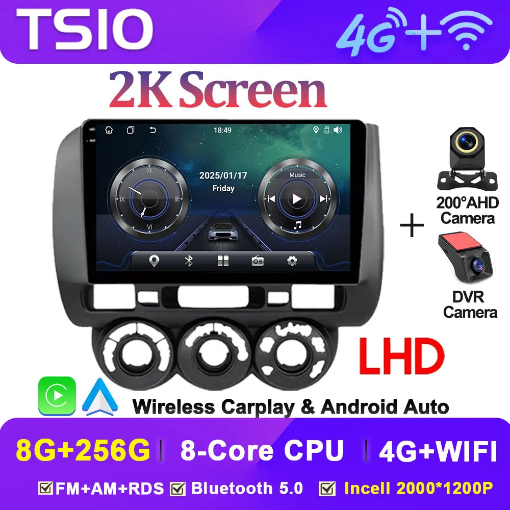 Android 14 Car Radio Multimedia Player For HONDA FIT JAZZ 2002 2003 - 2007 LHD RHD Carplay Autoradio GPS Navi 5G Wifi Bluetooth