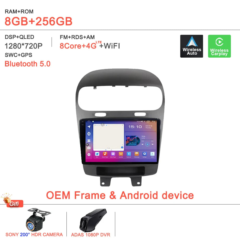 Android14 2K Incell Screen For Dodge Journey Fiat Leap 2012 - 2020 Car Dvd Auto Radio Stereo Multimedia Player GPS Navigation 5G