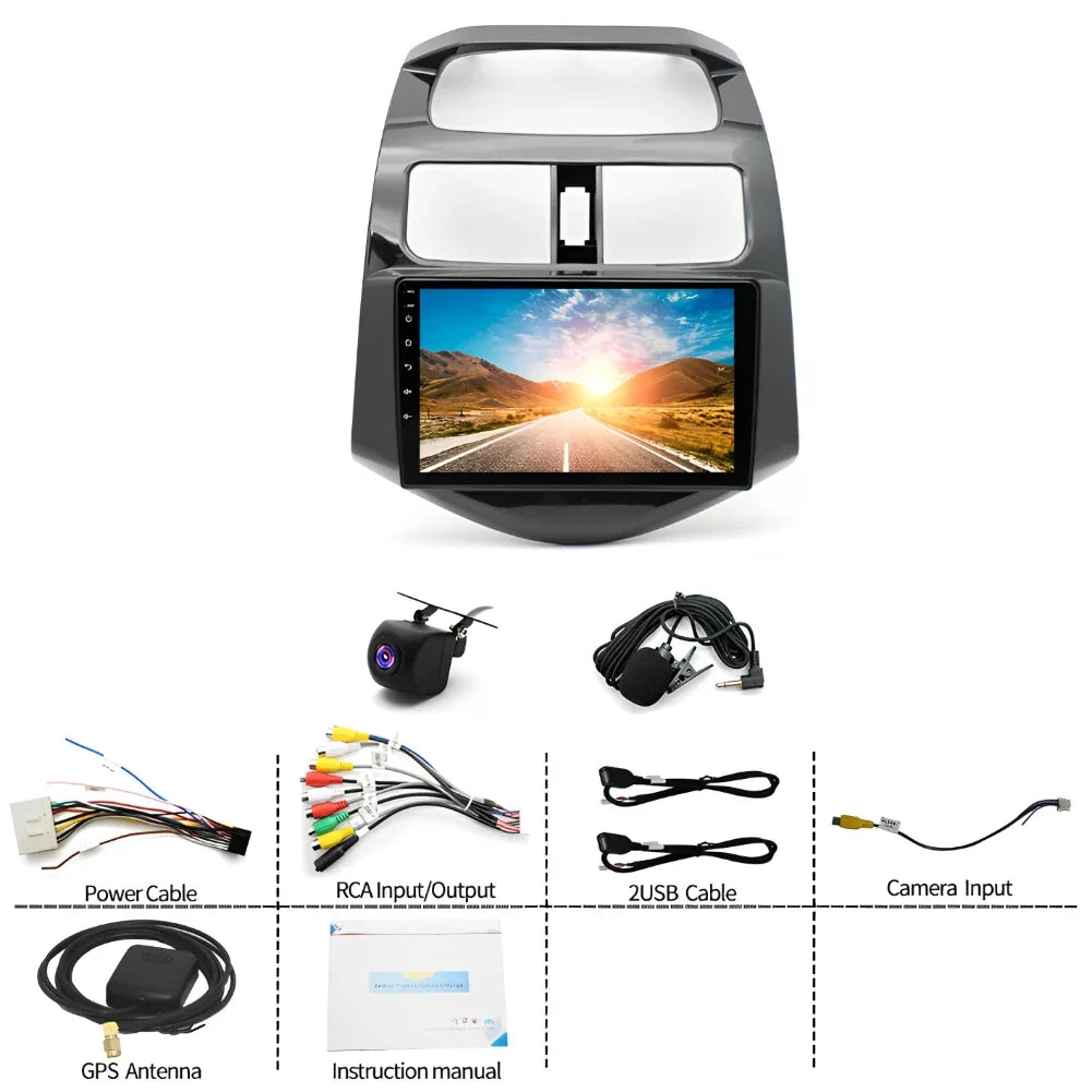 Car Radio Stereo for Chevy Spark 2013-2015 Android 13 Touch Screen 9 Inch Android Auto/CarPlay Bluetooth WiFi GPS Navigation
