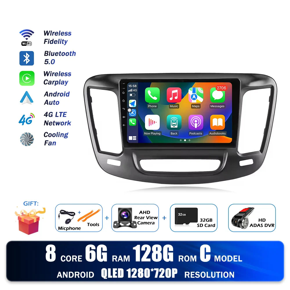 For Chrysler 200 200C 2015 - 2019 Car Radio Multimedia Video Player Navigation stereo Android Auto Carplay GPS WIFI BT