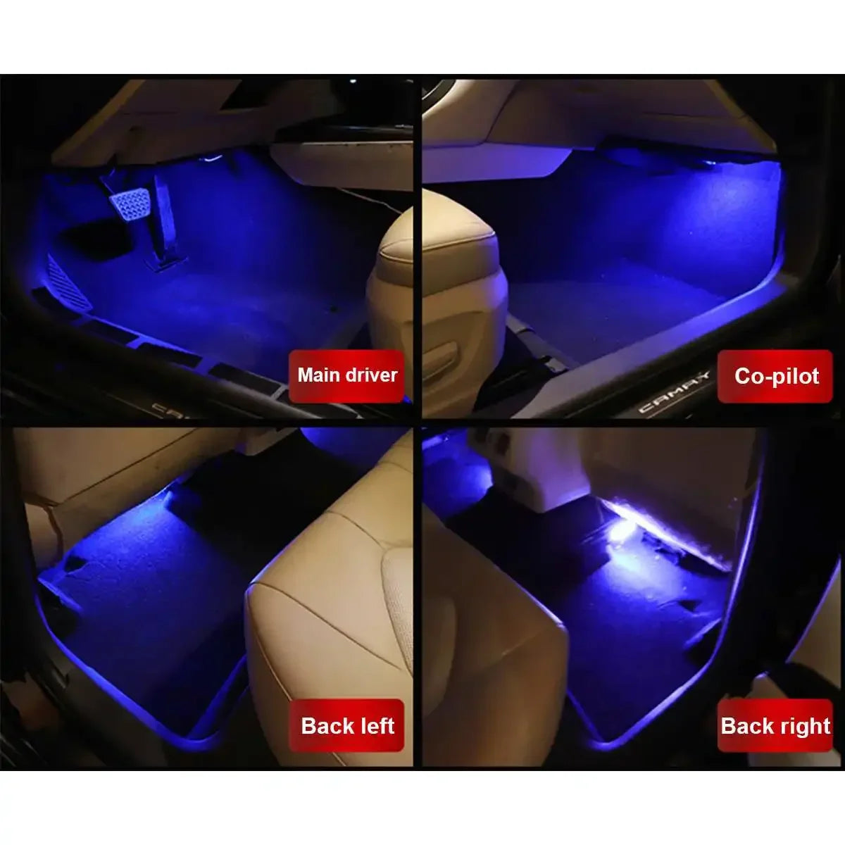 Car Interior Lights LED Decorative Atmosphere Floor Light for Toyota Camry 2019 2020 2021 Neon Wire Strip Blue Ambient Lamp