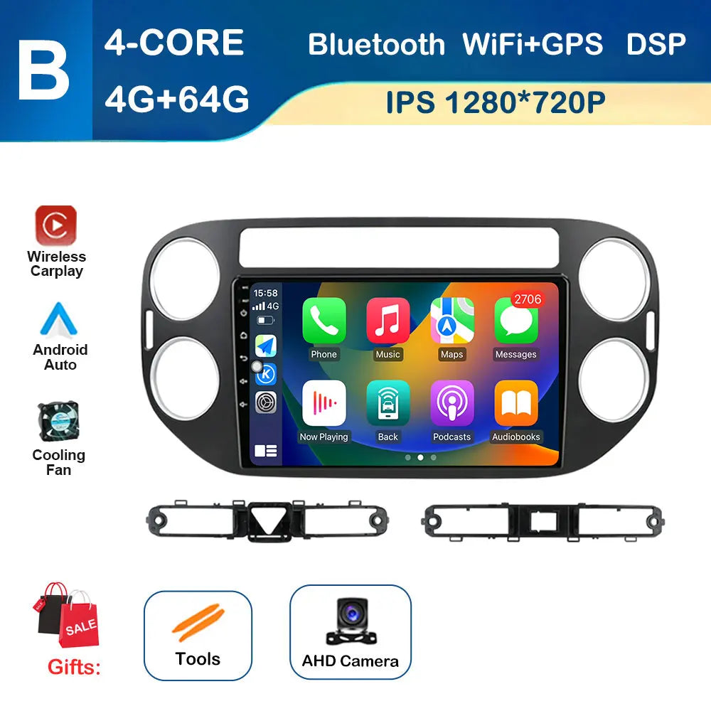 for VW Volkswagen Tiguan 1 NF 2006 - 2016 Car Multimedia Radio Player Android OS GPS Navigation Wireless CarPlay 4G Cooling Fan