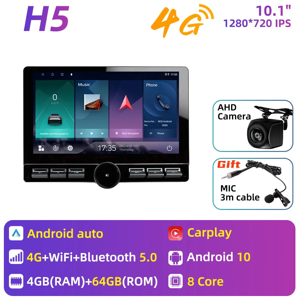 10.1 Inch Android 10 2 Din Car Radio Multimedia Large Screen Head Unit Carplay Android Auto Navigation GPS WiFi FM