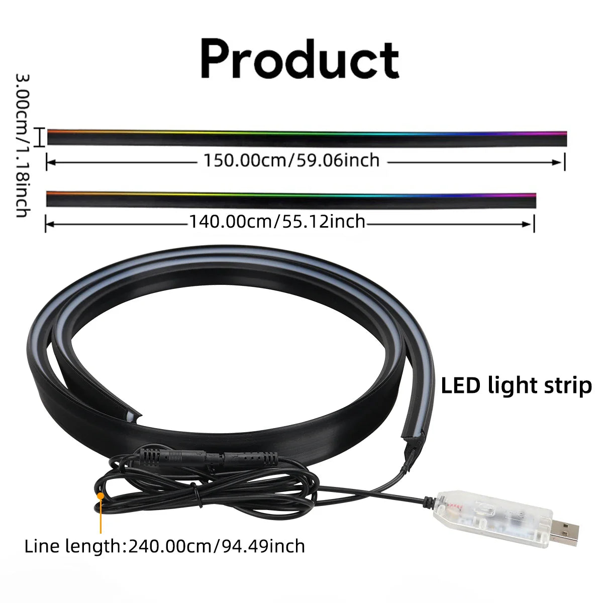 Front Windshield LED Car Interior Lights 150cm RGB USB APP Control Remote Symphony Lamp Universal For Tesla BMW Audi Volvo GLC
