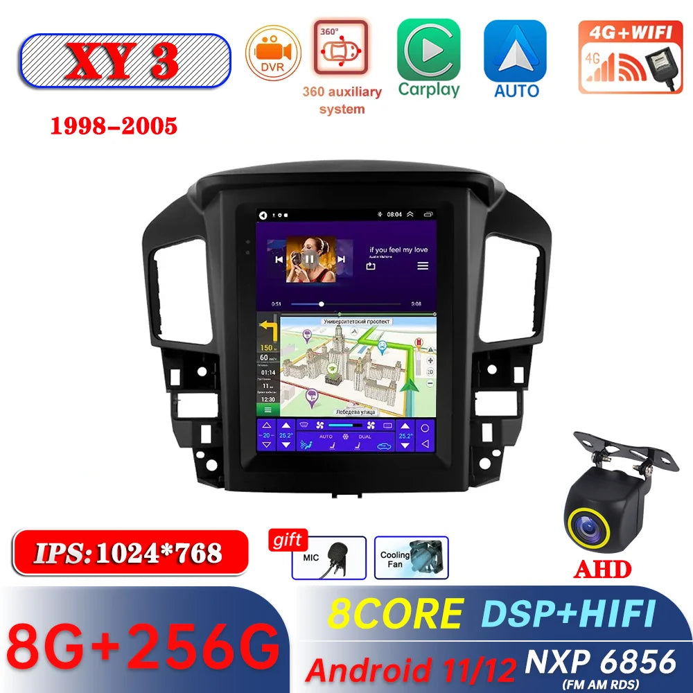 Android 11 Car Radio For Lexus RX300 Toyota Harrier 1998-2003 2004 2005 GPS Navigation Multimedia Carplay DSP For Tesla Style