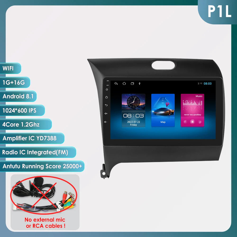 For Kia Cerato 3 K3 Forte 2013 - 2017 Car Radio Multimedia Video Player Navigation GPS Carplay 2 Din 4G Android 13 9" Autoradio