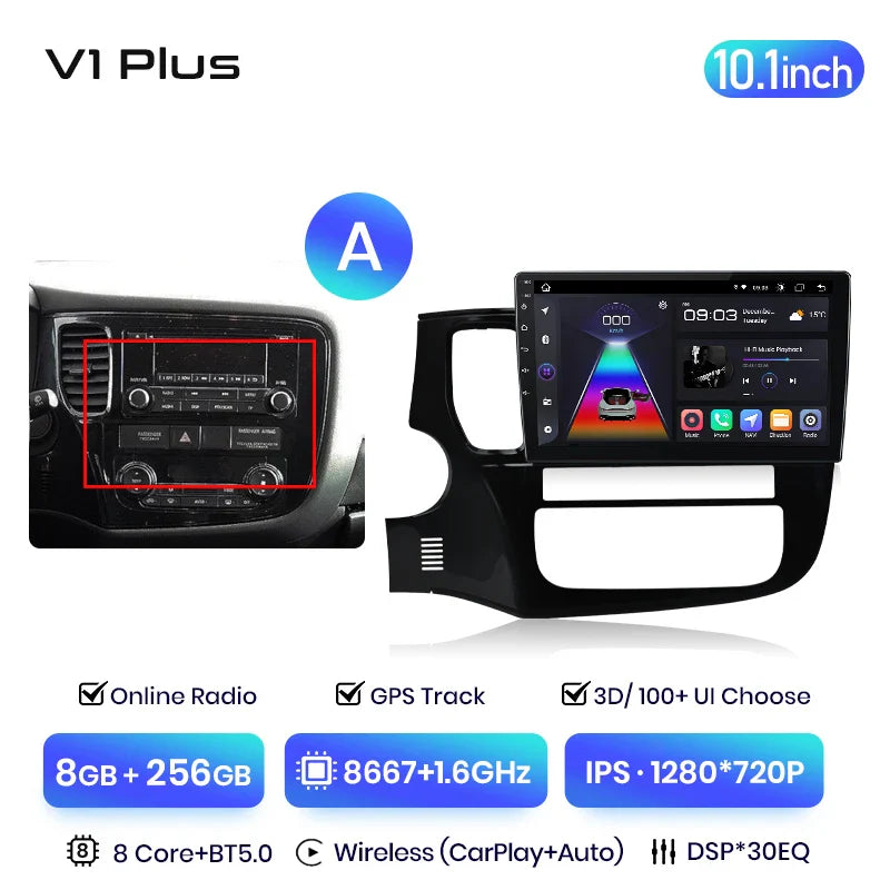 Junsun V3 Plus 2K Car Radio 7862 For Mitsubishi Outlander 3 GF0W GG0W 2012-2018 Wireless CarPlay Android Auto DSP GPS Navigation