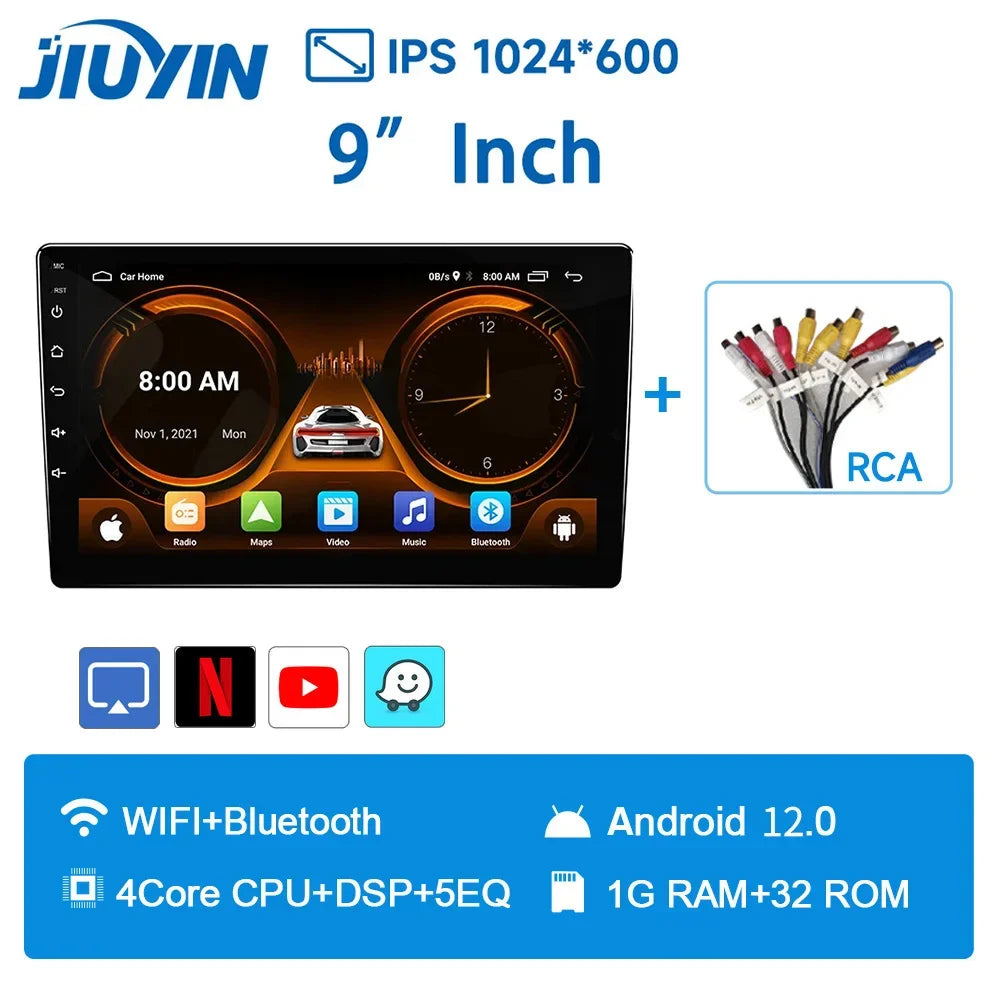 JIUYIN 2 Din Car Radio Carplay Android Auto 9inch 10inch 4G 64G Universal Multimedia Player DSP AM RDS AHD GPS WIFI Auto 8 Core