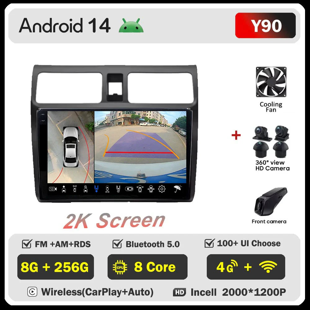 Android 14 Car player Auto Car 9 inch Radio For Suzuki Swift 2003 - 2010 GPS Navigation Auto Radio Dash Cam 5G wifi QLED Screen