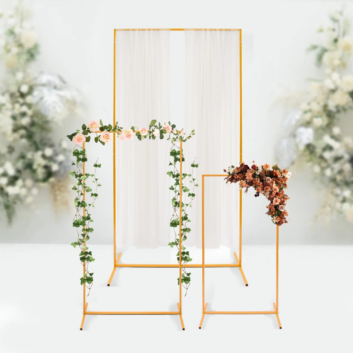 3Pcs Rectangular Balloon Arch - Metal Backdrop Stands Flower Stands Wedding Arch For Wedding Background Party Decor