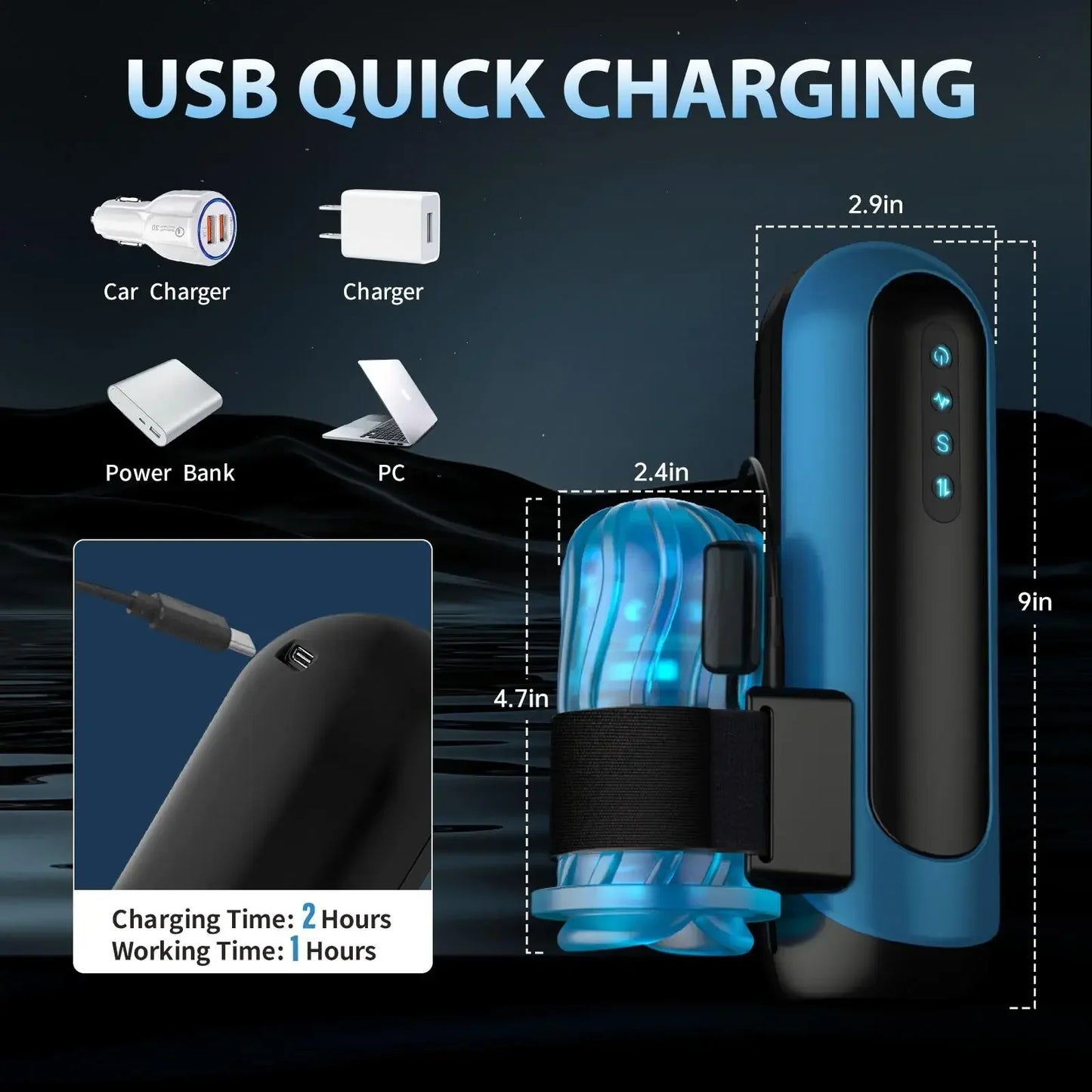 Automatic Male Masturbator Interchangeable Pocket Pussy Blowjob Vibrator with 6 Types of Piston and 5 Speed Modes Adult Sex Toys