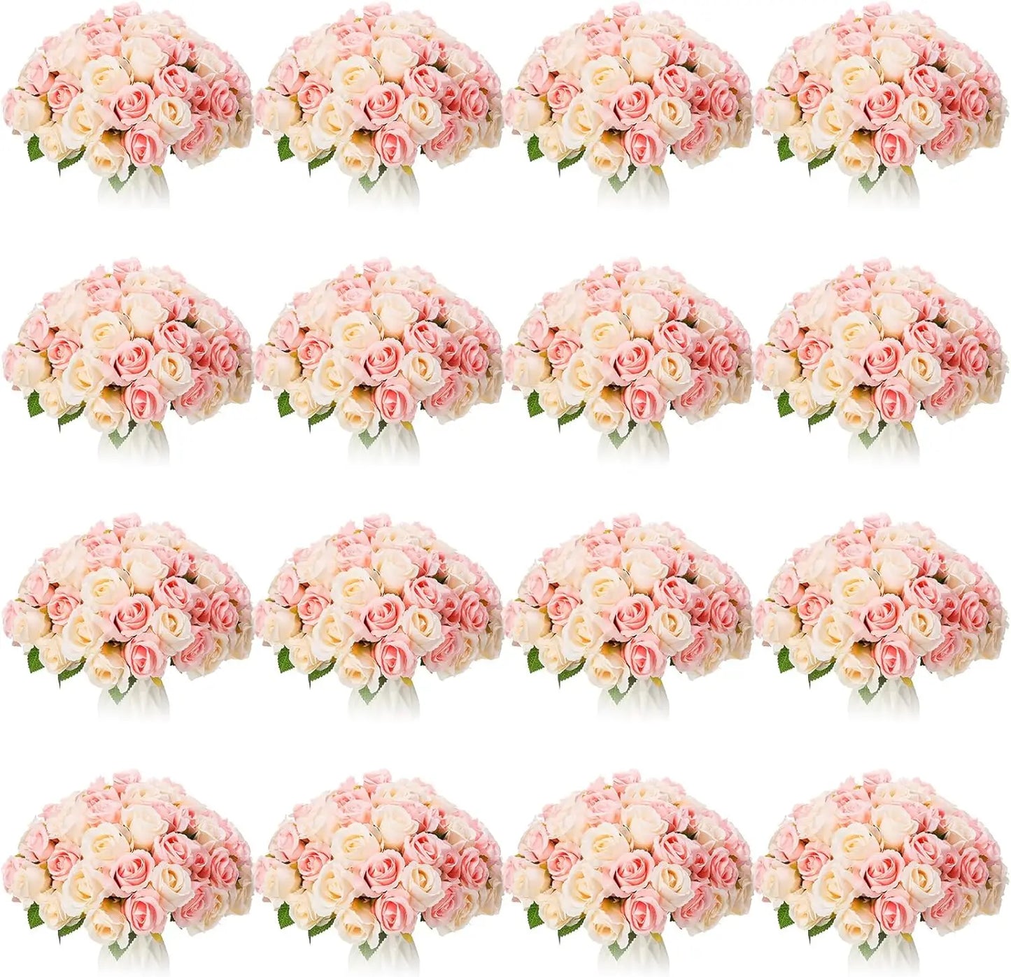 240 Pcs Artificial Rose Flowers Bouquet Silk Realistic Flowers Bulk Centerpieces DIY Bride Fake Rose for Home Bridal Wedding Par