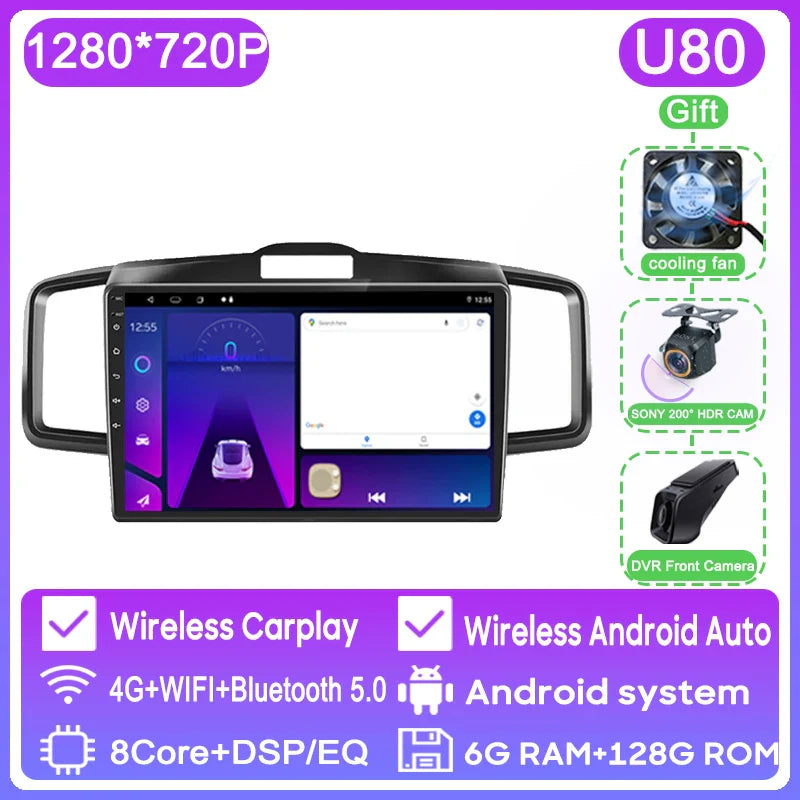 WIFI For Honda Freed 1 2008 - 2016 Car Radio Multimedia Video Player Navigation GPS Android Auto QLED Screen No 2din 2 din DVD