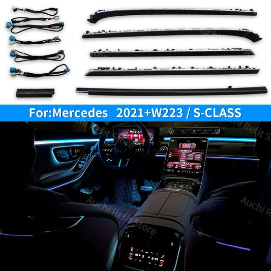 New 64 Colors LED Active Ambient Light For Mercedes Benz 2021+ W223 S-Class S450L S480 S500L Multi-color Decorative lights Refit