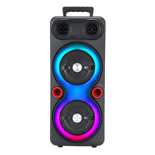 Outdoor Portable Speaker BT 5.0 6.5 Inch Stereo Subwoofer RGB Party Sound Box with Mic FM Radio Heavy Bass DJ System