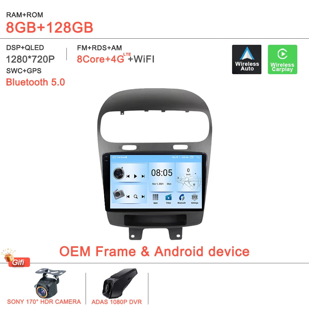 Android14 2K Incell Screen For Dodge Journey Fiat Leap 2012 - 2020 Car Dvd Auto Radio Stereo Multimedia Player GPS Navigation 5G