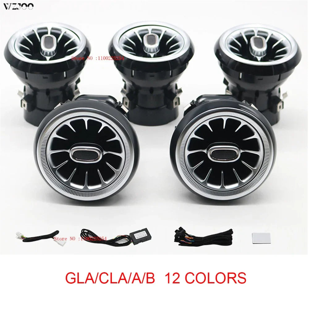 12-color LED Car Air Vent Outlet Turbine Nozzle Atmosphere Lamp For Mercedes-Benz A/CLA/GLA class W176 W117 W156 Ambient Light