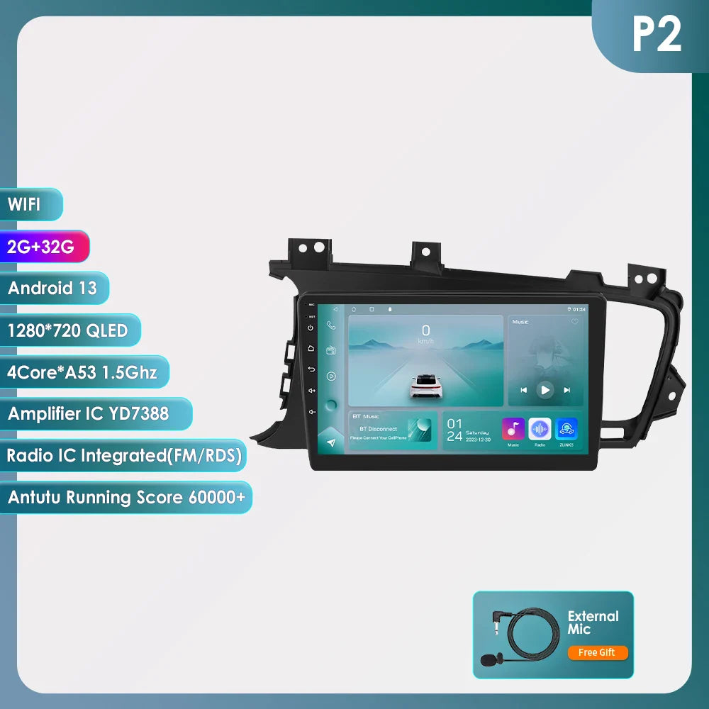 Hizpo 9" Car Radio for Kia K5 Optima 2011-2015 GPS Navigation 2 din Android Auto Multimedia Video Player 4G WIFI Carplay RDS DSP